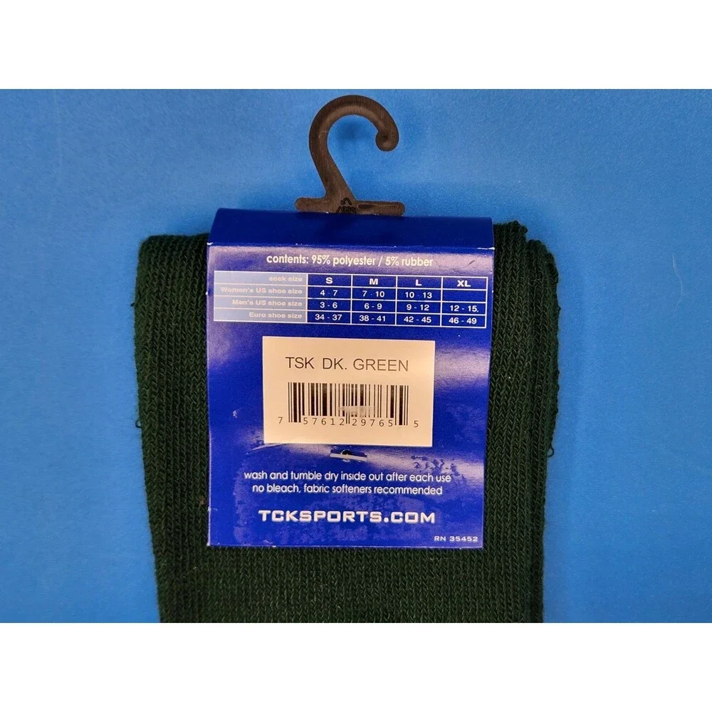 TCK  Baseball Football Soccer Tube Sock Dark Green Size Large New With Tag